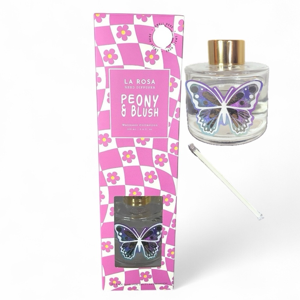 Reed Diffuser Peony & Blush Scent La Rosa 3.4 fl oz Butterfly 6 Reeds NEW NIB